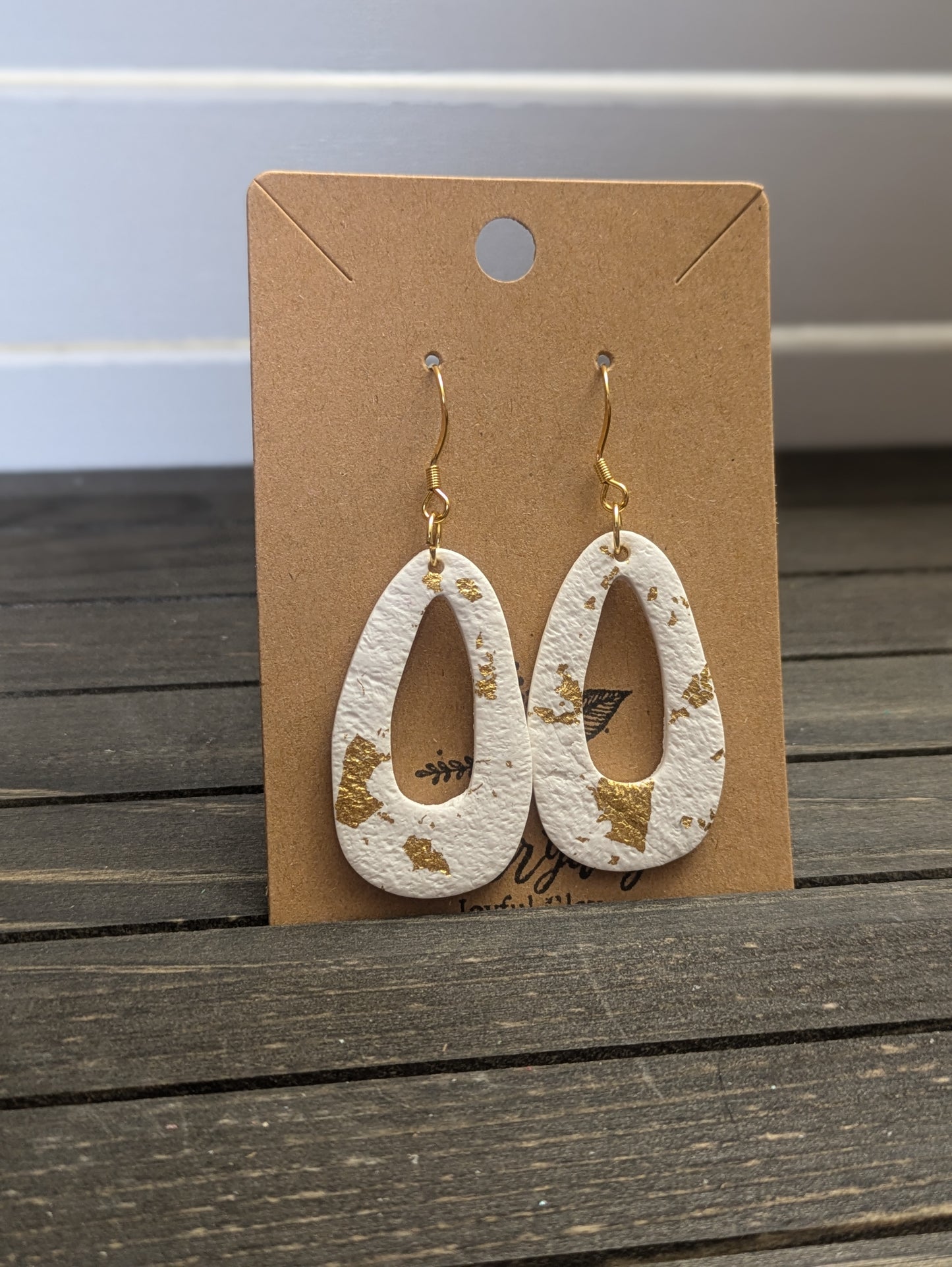 White with Gold Flakes Drop Dangles Style 2