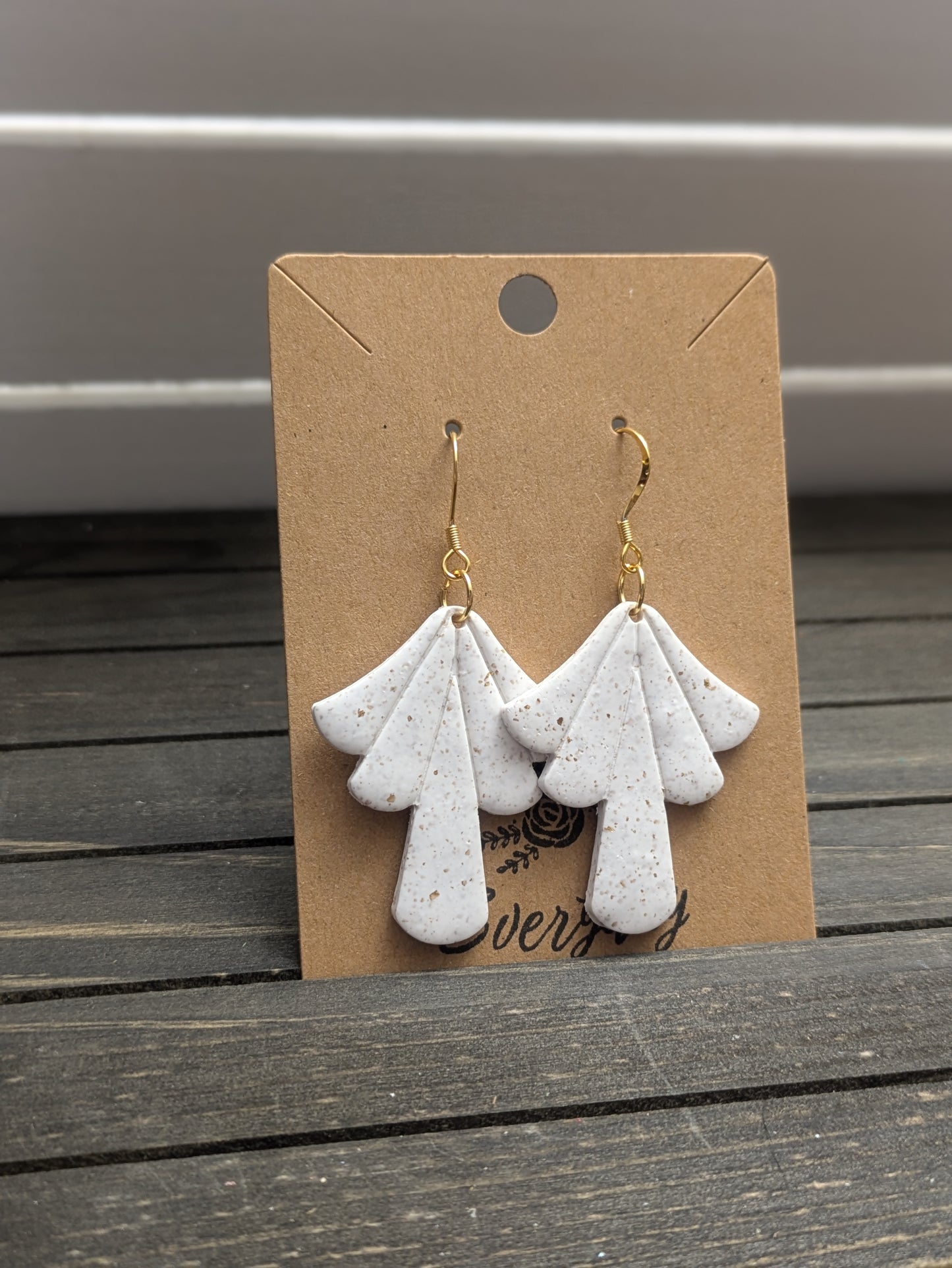 White and Gold Speckled Dangles