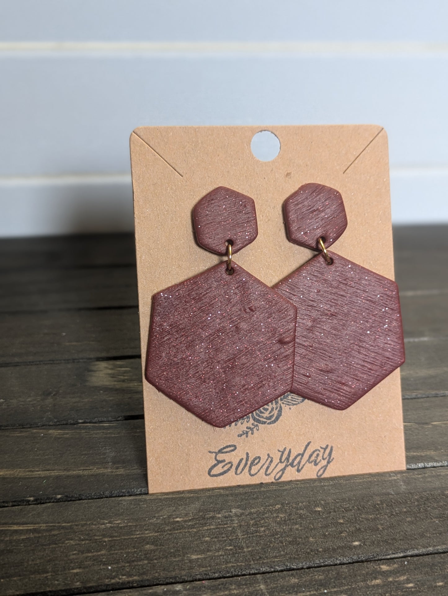 Burgundy Hexagon Dangles