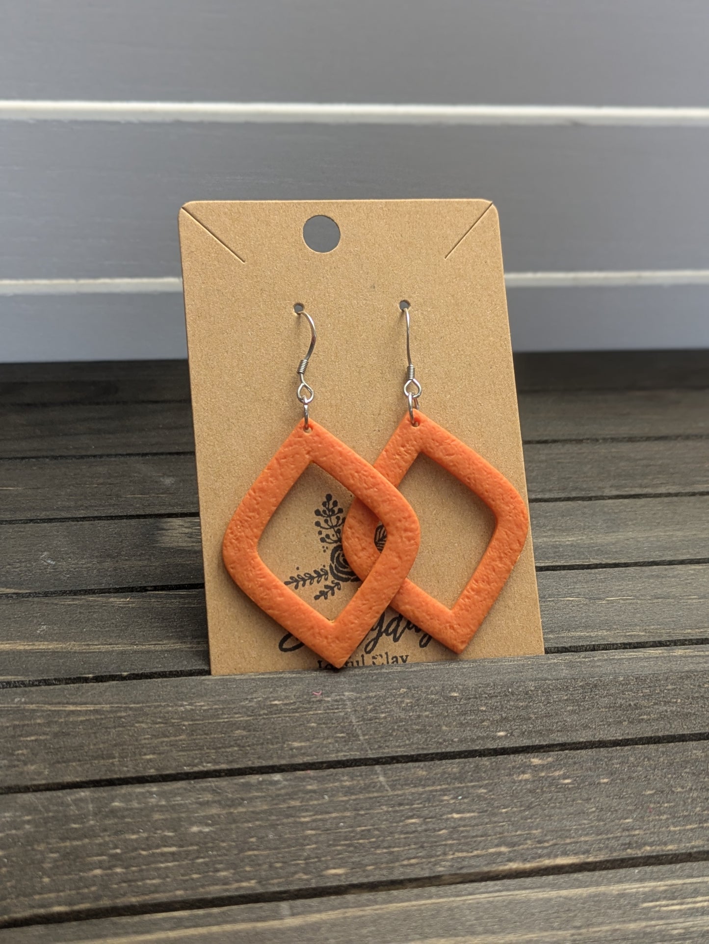 Orange Open Diamond Dangles