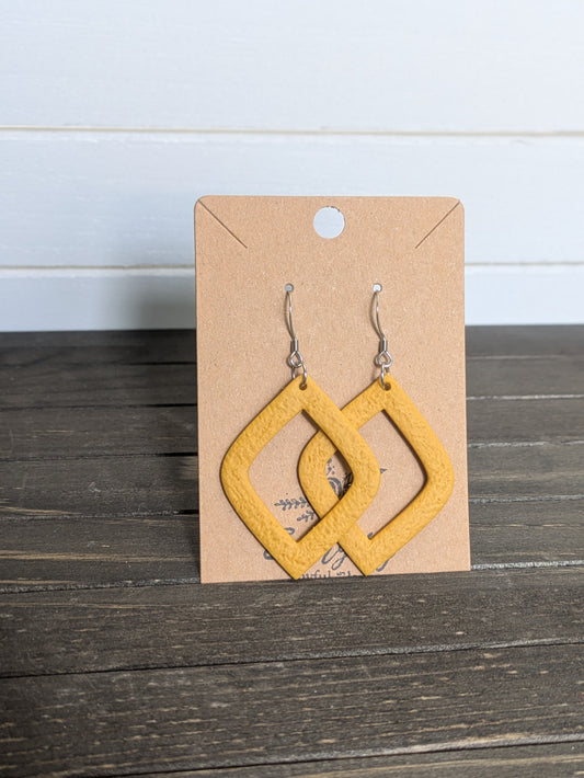 Mustard Yellow Open Diamond Dangles