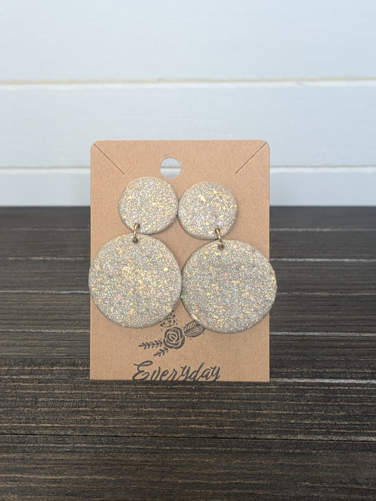Gold Glitter Circle Dangles